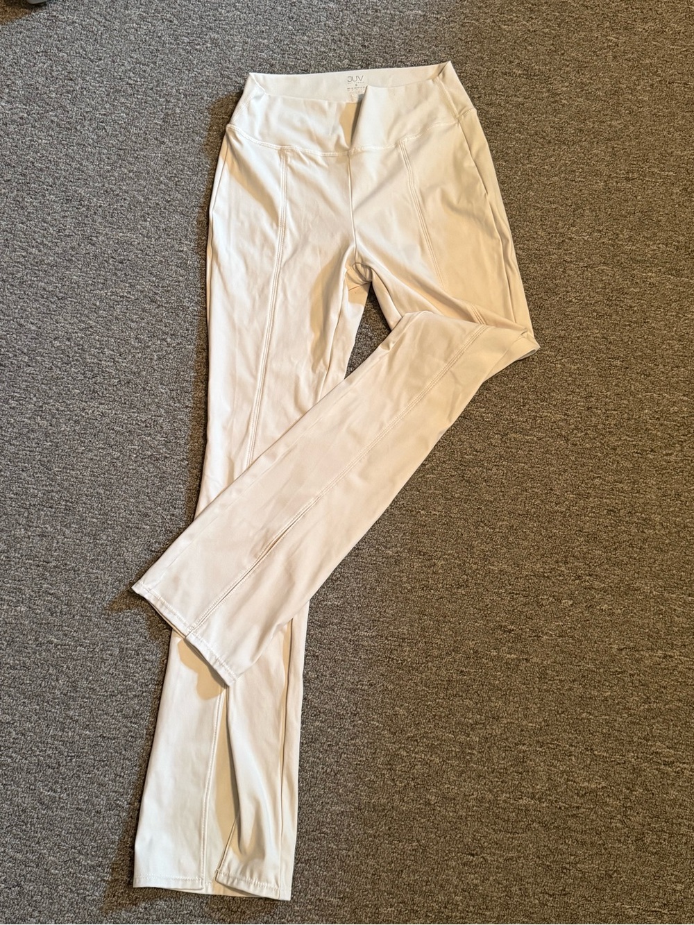JUV Activewear High Waisted Flare Leggings Cream Ivory Size Small